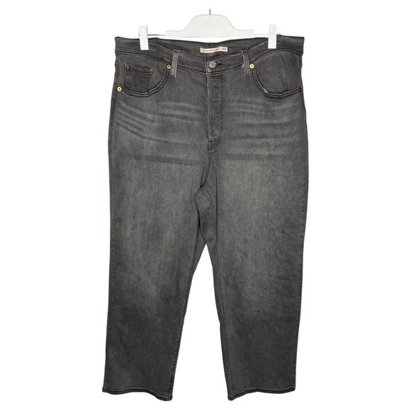 Levi's Women's Jeans Size 16W Gray Ribcage Straight Ankle Denim 90s High Waist - Picture 2 of 11